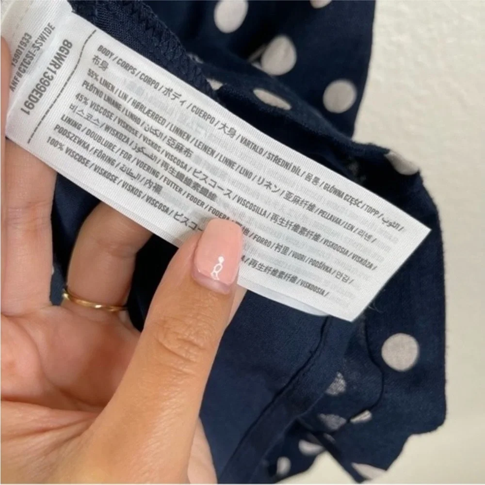 Abercrombie & Fitch Navy Polka Dot Linen Mini Dress - Picture 3 of 6